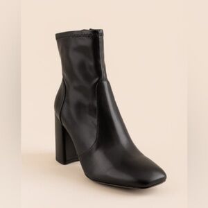 Madden Girl Windy Black Heeled Boots with Chunky Block Heel